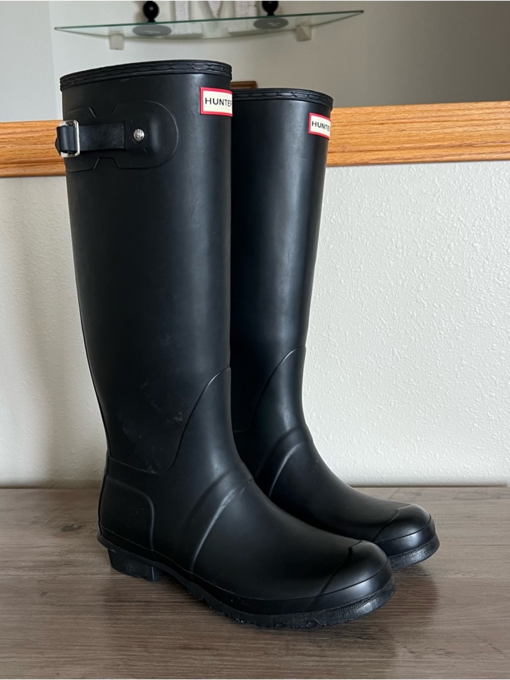 Hunter Tall Rubber Boots Women’s Size 10 Matte Black Original Rain Waterproof